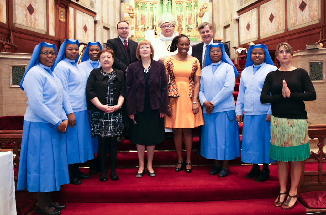 Clare McGraw and Marisia O'Sullivan of Dundee SPUC with other SPUC supporters and workers; Sisters of the Immaculate Hear of Mary; Obianuju Ekeocha, Pro LIfe Speaker and activist Founder of Culture of Life, Africa; John Smeaton, CEO of SPUC UK and John Deighan CEO of SPUC Scotland with Bishop Stephen, Bishop of Dunkel