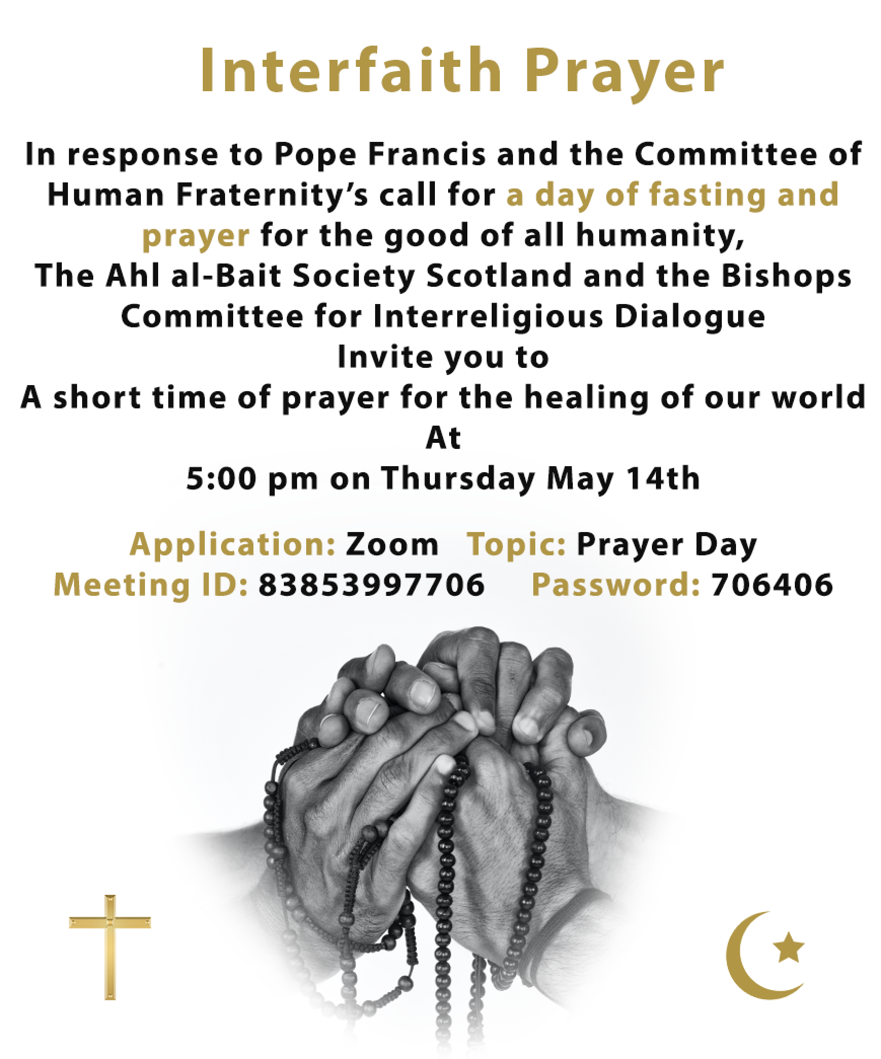 Interfaith meeting using Zoom – 5pm Thursday 14th May