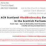 An ACN Scotland Red Wednesday Event in the Scottish Parliament