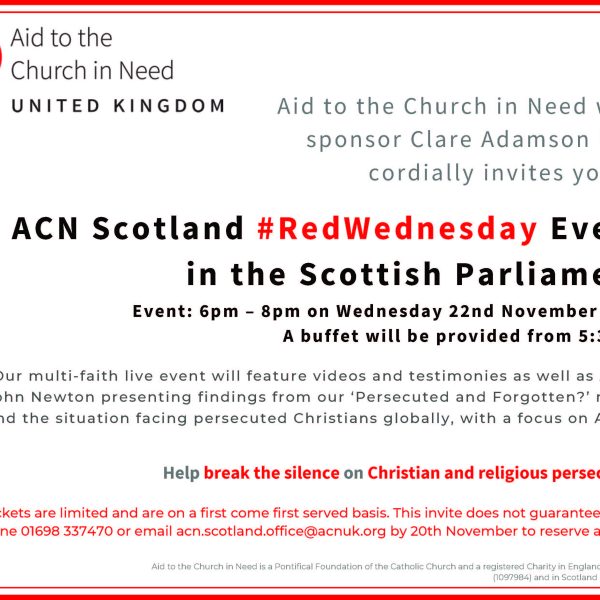 An ACN Scotland Red Wednesday Event in the Scottish Parliament