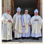 Photo of Fr John Carroll (Rector of College), Bishop Frank Dougan, Fr Stuart Chalmers and Bishop Joseph Toal