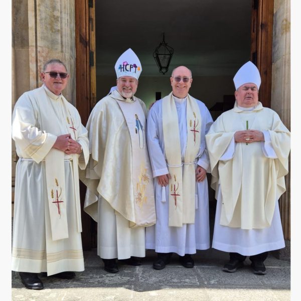Photo of Fr John Carroll (Rector of College), Bishop Frank Dougan, Fr Stuart Chalmers and Bishop Joseph Toal