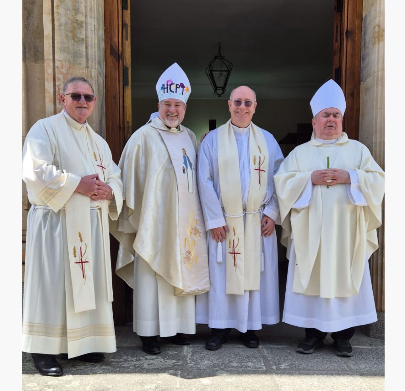 Photo of Fr John Carroll (Rector of College), Bishop Frank Dougan, Fr Stuart Chalmers and Bishop Joseph Toal